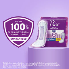 Poise etiqueta con instrucciones y detalles de absorción visibles