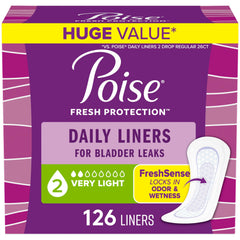 Poise frente del empaque mostrando 126 unidades y conveniencia