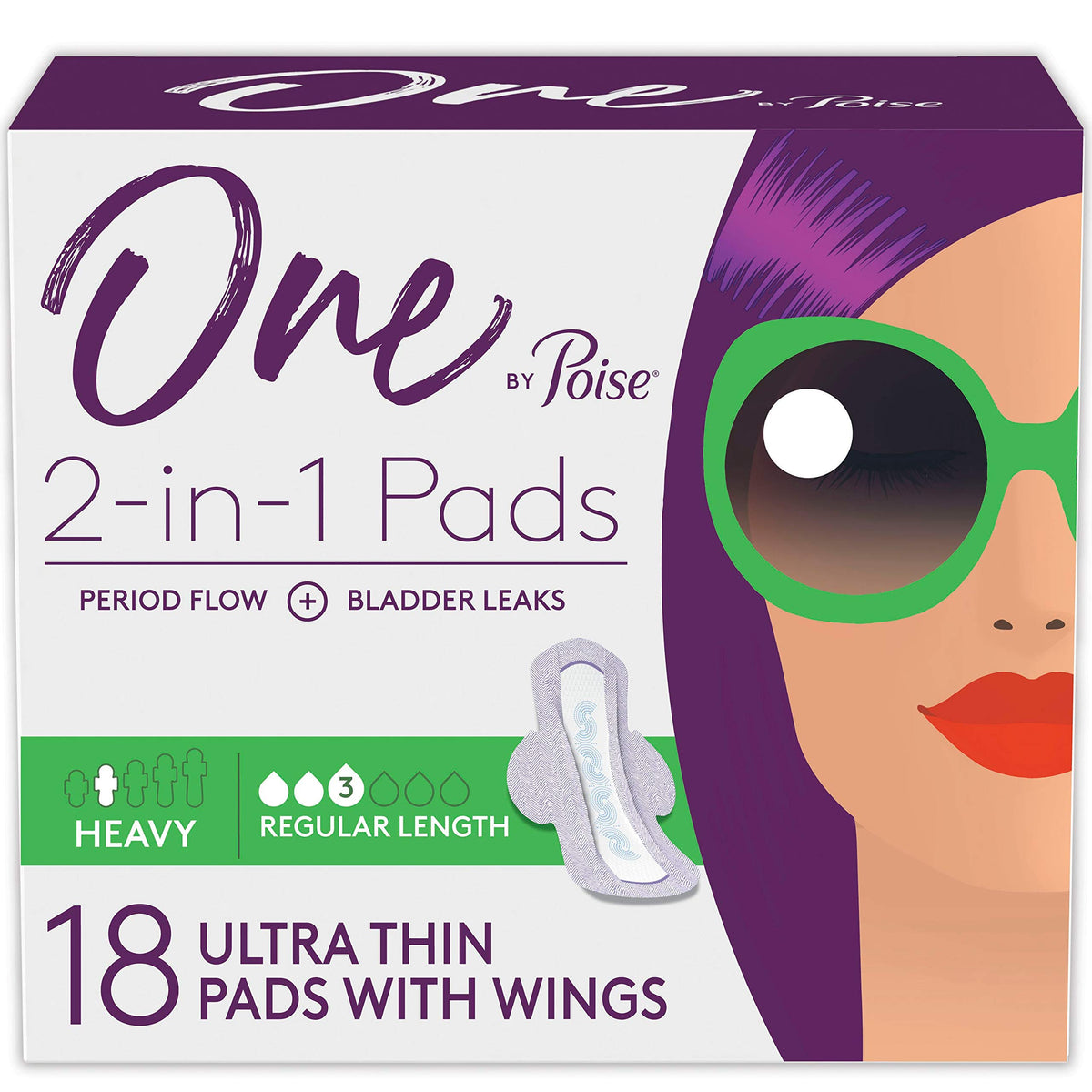 Poise paquete frontal mostrando 18 unidades y beneficios visibles