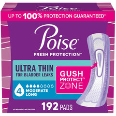 Poise frontal del paquete con 192 compresas, ideal para ahorro