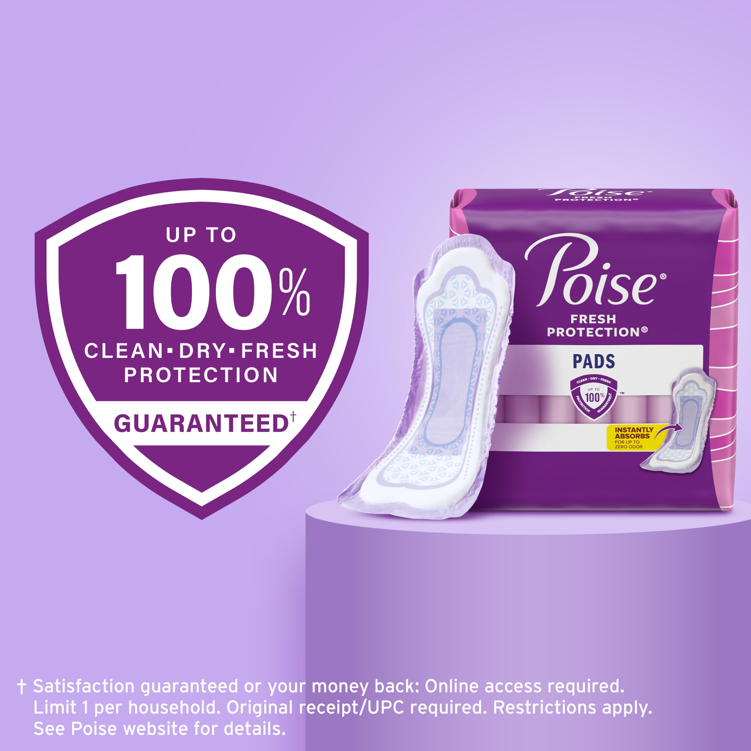 Poise material antiolor en detalle que ayuda a controlar malos olores