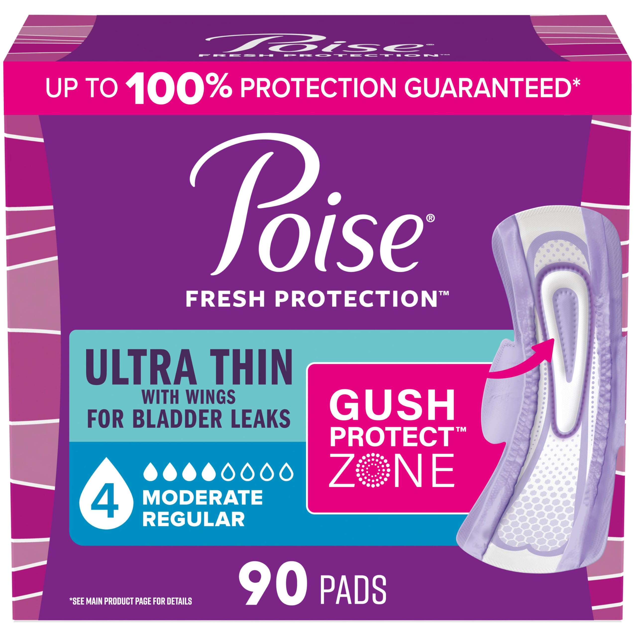 Poise envase frontal mostrando la marca y cantidad, protección confiable