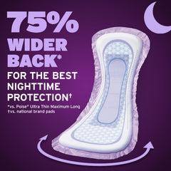Vista de la parte trasera 75% más ancha de Poise para mayor protección nocturna