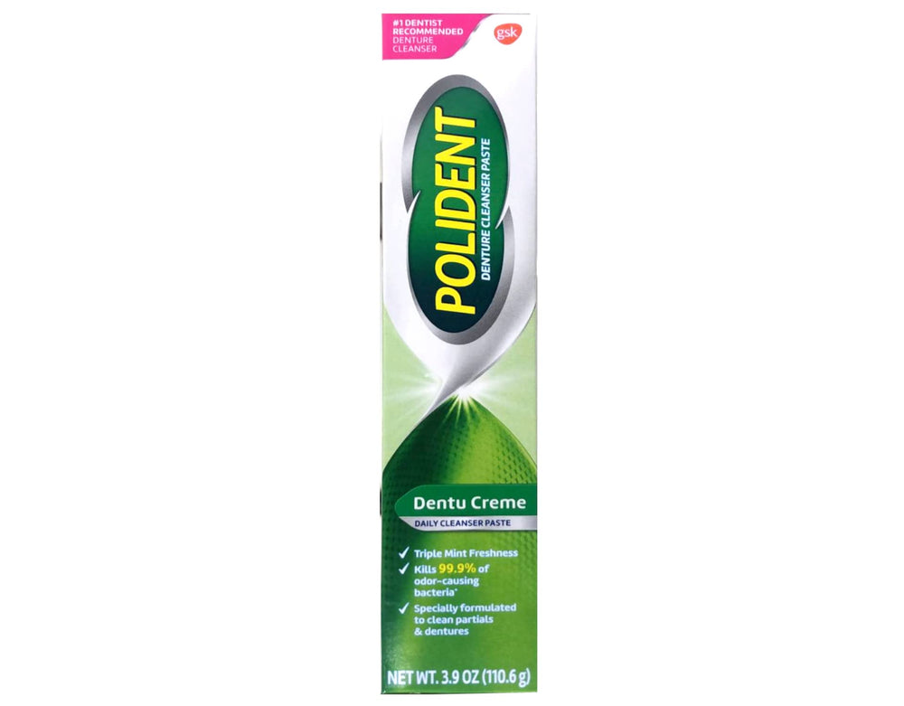 Tubos Polident en baño transmitiendo frescura y confianza diaria