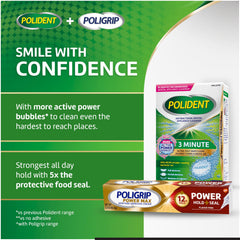 Pack Polident 2 unidades de 90 tabletas mostrando cantidad y ahorro