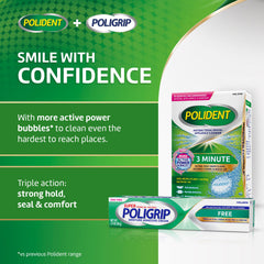 Poligrip Free en ambiente lifestyle sonriendo con confianza y comodidad