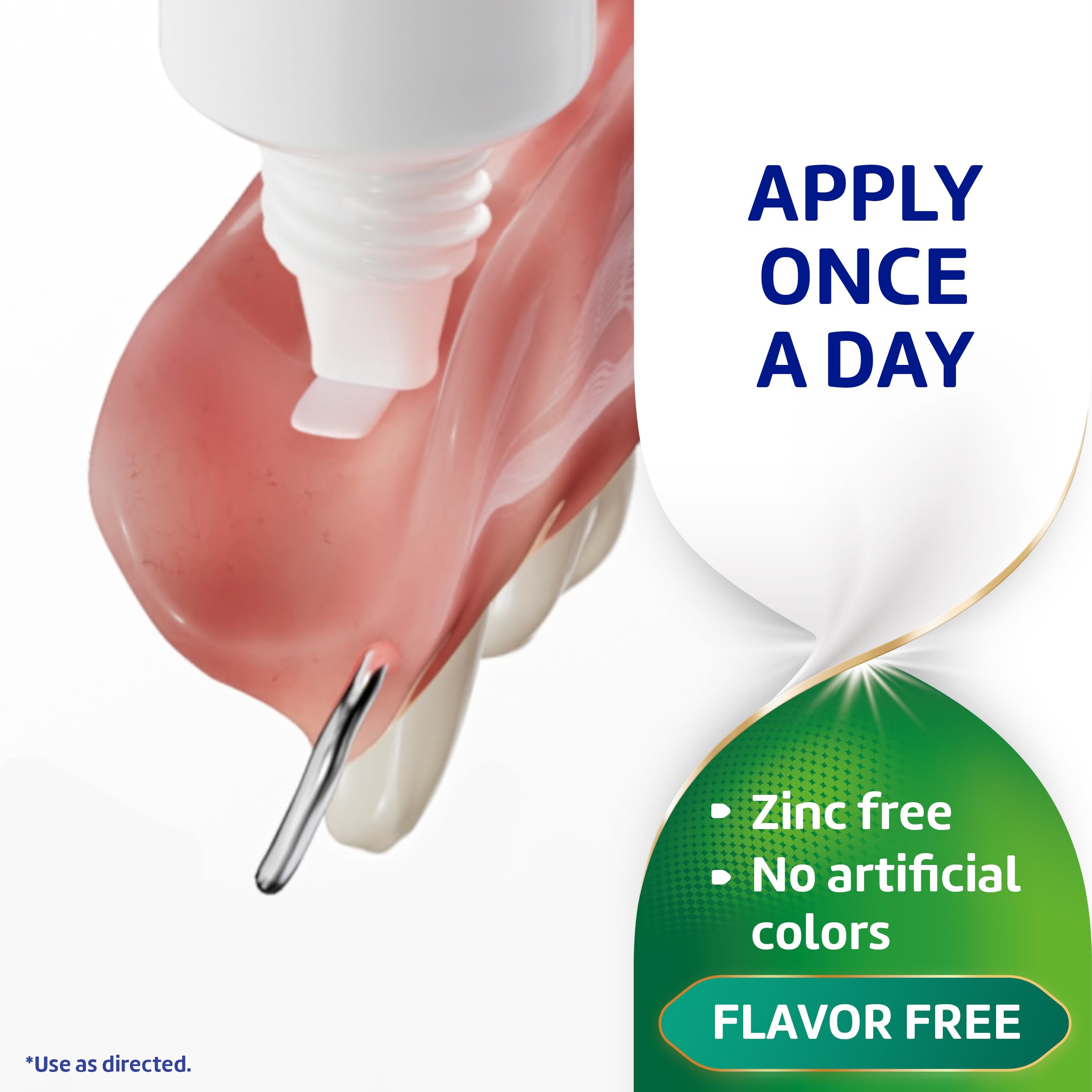 Poligrip Free etiqueta con ingredientes demostrando fórmula sin zinc