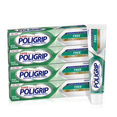 Poligrip Free frente del tubo mostrando presentación y beneficio de fijación