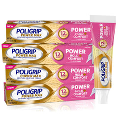 Poligrip paquete frontal con cuatro tubos mostrando conveniencia y ahorro