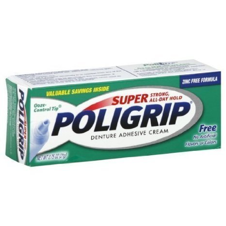 Poligrip crema en primer plano con textura cremosa para sujeción duradera