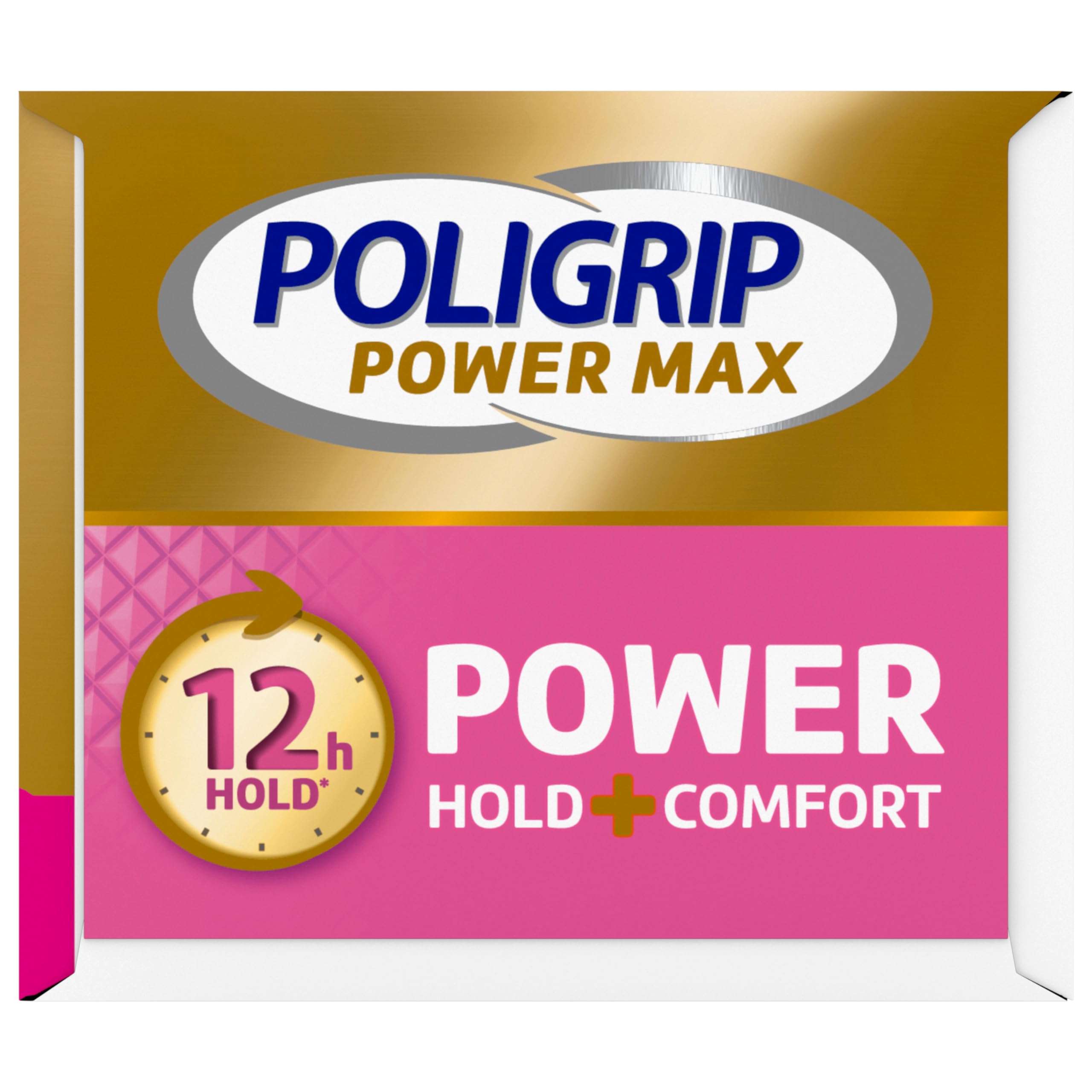 Persona sonriendo con prótesis usando Poligrip mostrando confianza diaria