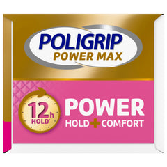 Persona sonriendo con prótesis usando Poligrip mostrando confianza diaria