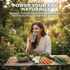Pomona Wellness mezcla de ingredientes verdes y frutas, perfil nutritivo