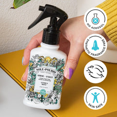 Poo-Pourri etiqueta con lista de aceites esenciales detalle informativo útil