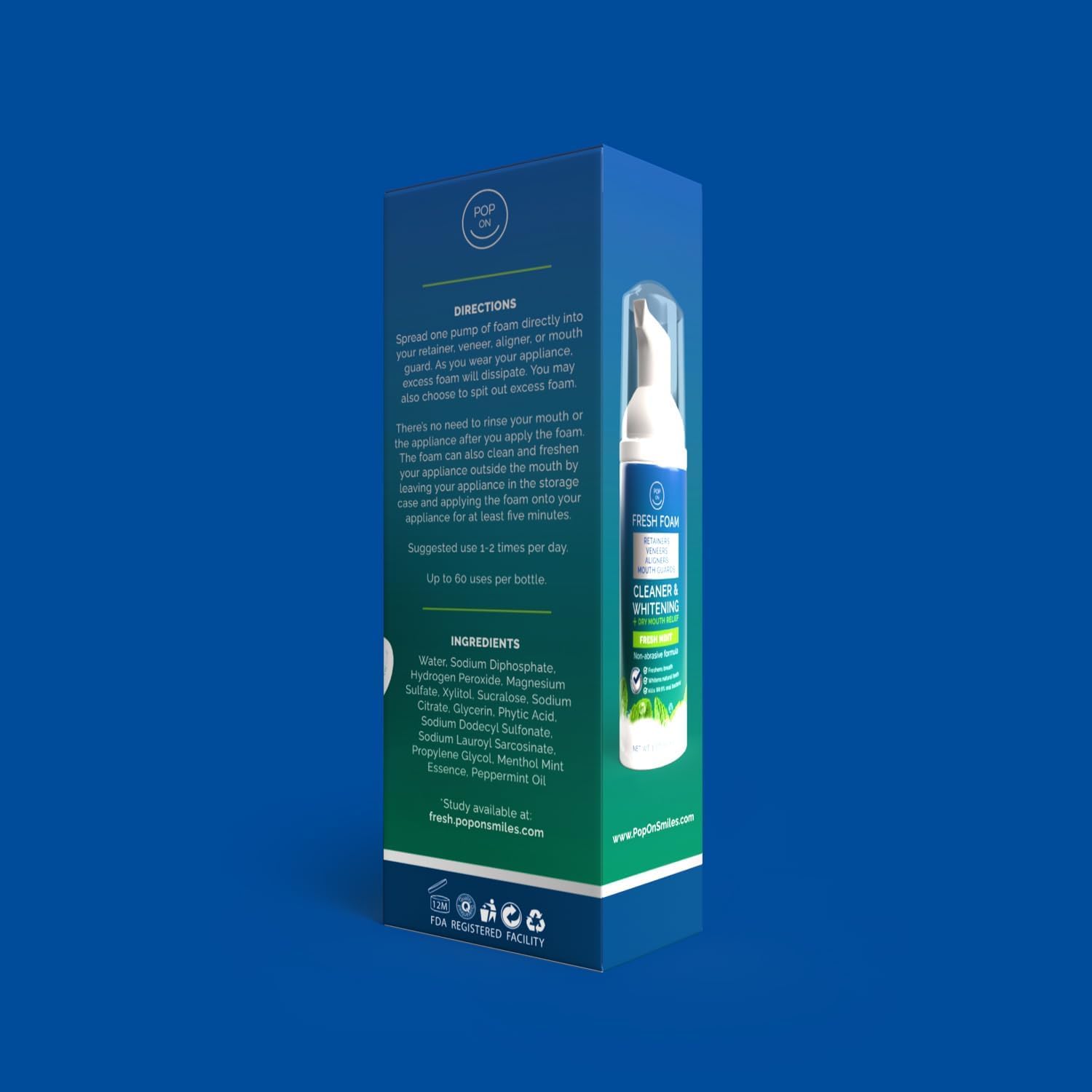 POP ON VENEERS empaque abierto con instrucciones y dosificador claro