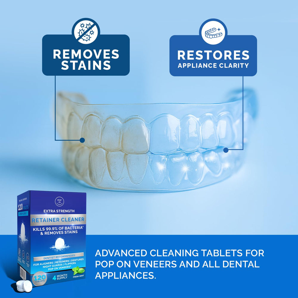 POP ON VENEERS efervescencia en agua mostrando acción limpiadora rápida
