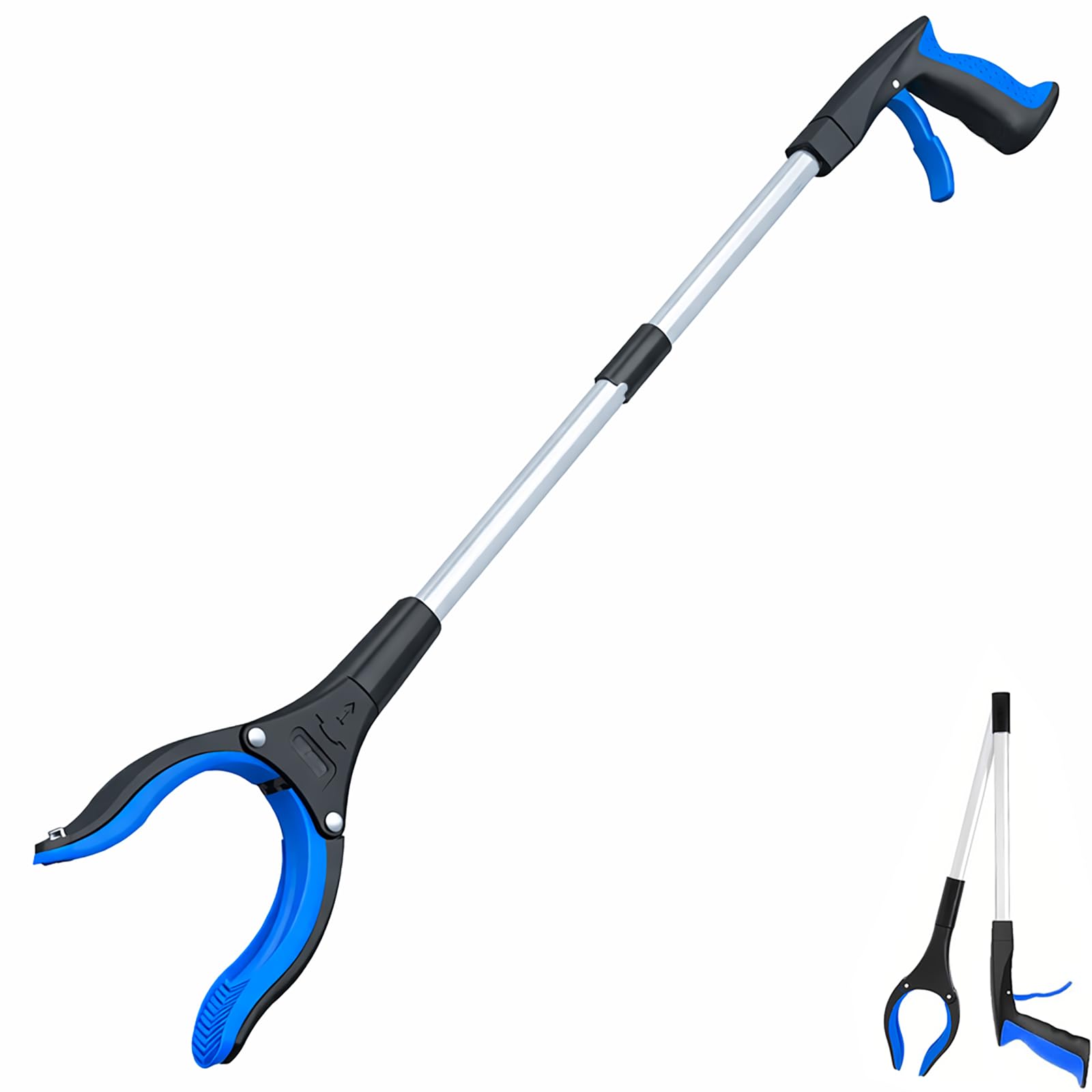 POPDA grabber frontal mostrando la pinza y longitud completa, facilita alcanzar objetos