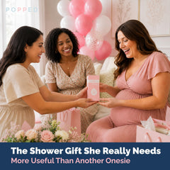 POPPED packaging junto a nueva mamá, regalo útil para baby shower