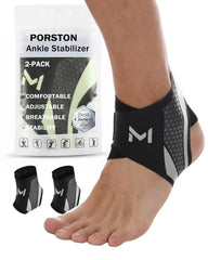 Porston tobillera frontal del empaque mostrando el producto y beneficios