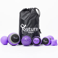 Posture Magic vista frontal del kit y accesorios para masaje