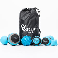 Posture Magic frontal del kit mostrando todas las pelotas, facilita elección rápida