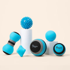 Pelota tipo maní Posture Magic aplicada a la columna para soporte bilateral