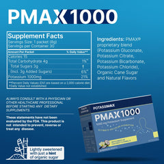 Detalle de la etiqueta PMAX1000 PotassiMax con ingredientes y pureza