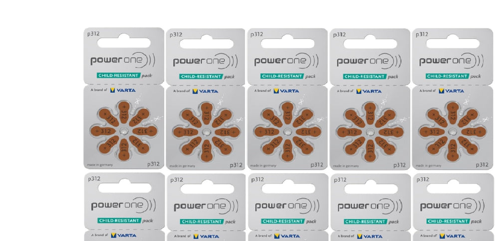 Power One frente del empaque mostrando 80 pilas y beneficio de reposición prolongada