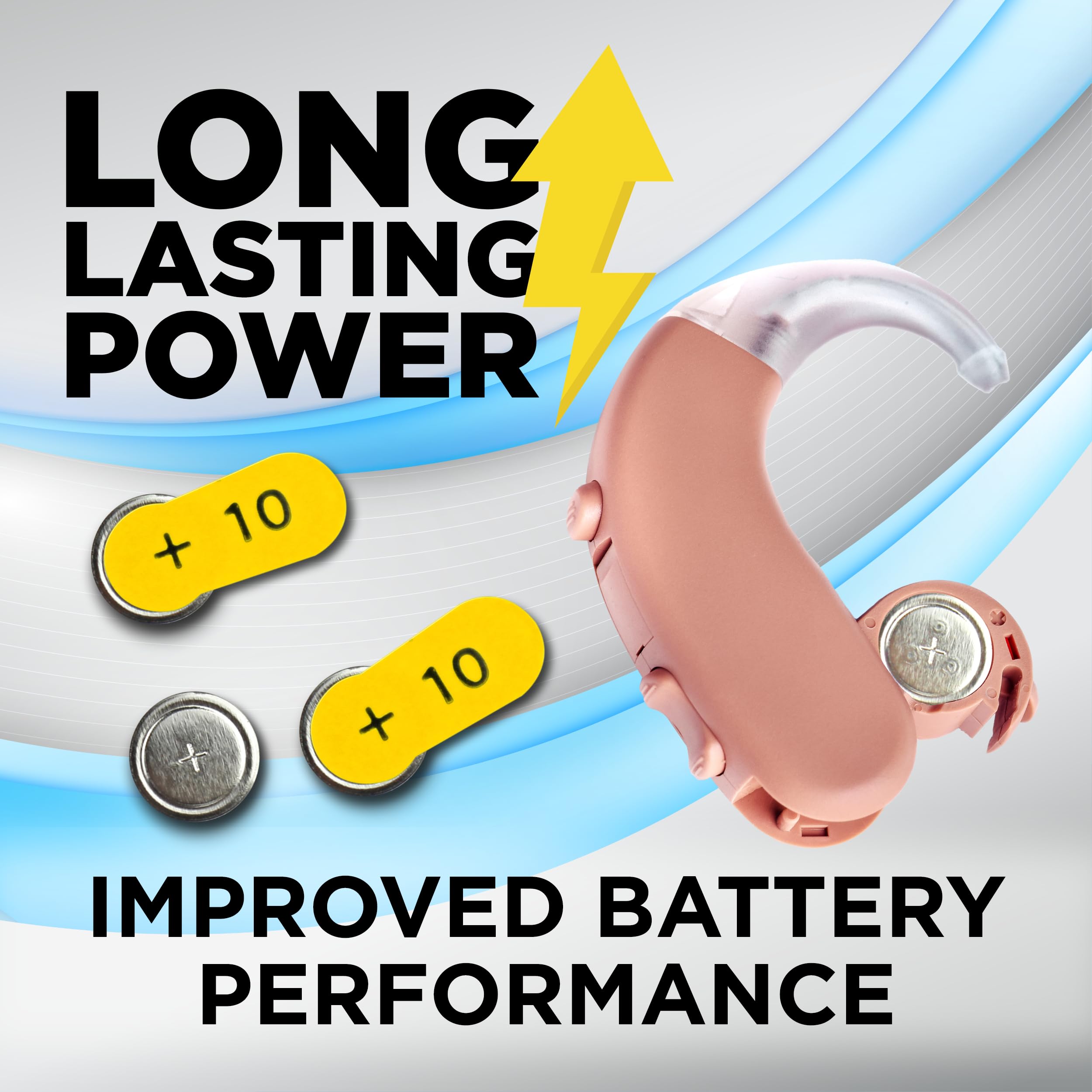 Powermax detalle de pila zinc‑aire que sugiere rendimiento estable
