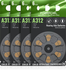 POWEROWL envase frontal con 24 pilas 312, suministro confiable