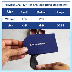 PowerStep alza colocada dentro de una zapatilla demostrando uso cómodo