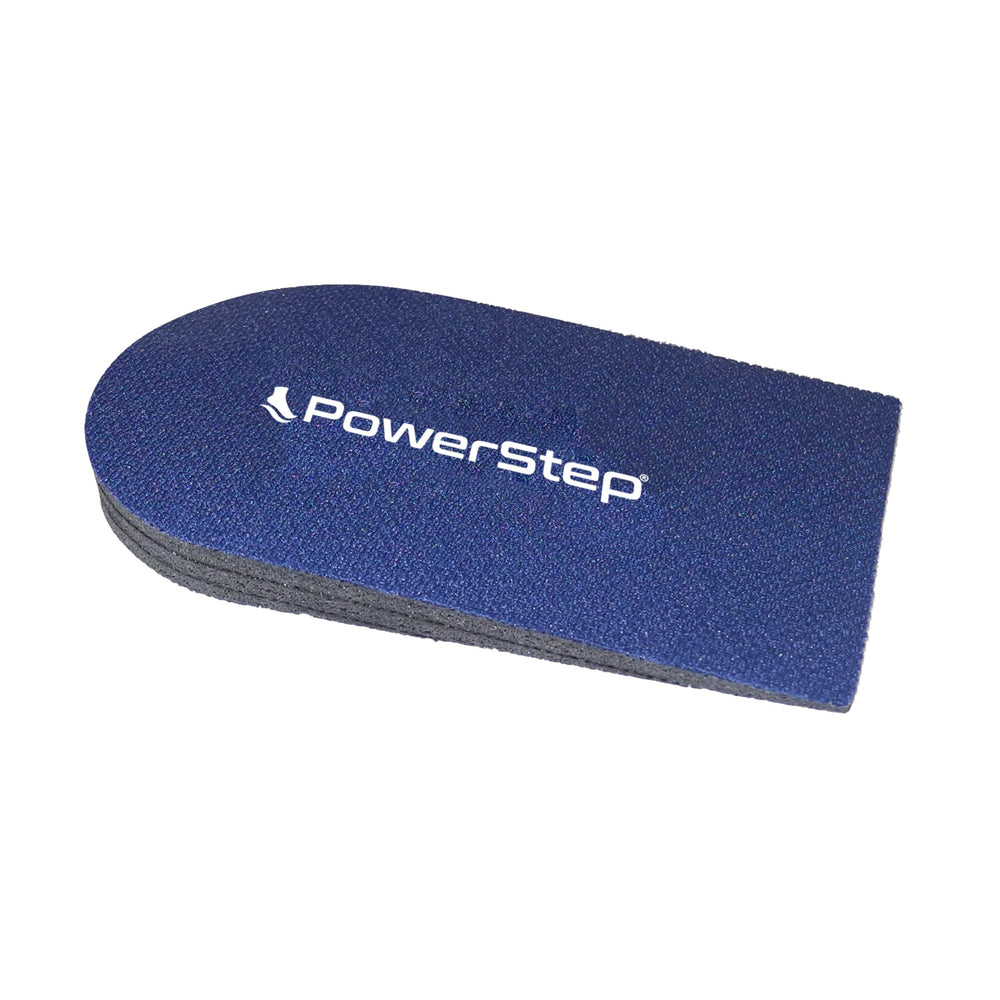 PowerStep alza de talón vista frontal con perfil biselado y confort mejorado