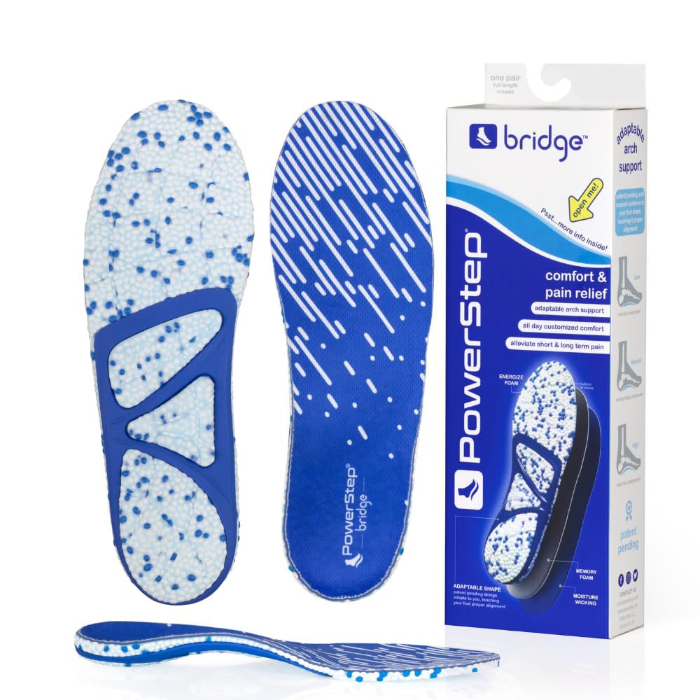 PowerStep Bridge vista frontal mostrando forma y arco para mayor comodidad