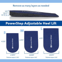 PowerStep comparación de alturas en mano para elegir 1/8, 1/4 o 3/8 pulgadas
