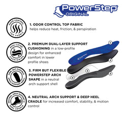 PowerStep enfoque en la cuna del talón para mayor estabilidad y alineación