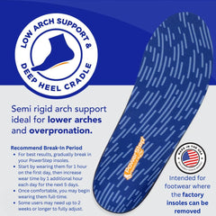 PowerStep Pinnacle Low colocada en zapatilla de running para soporte durante actividad