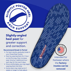 PowerStep plantillas colocadas dentro de zapatillas para uso diario y soporte inmediato