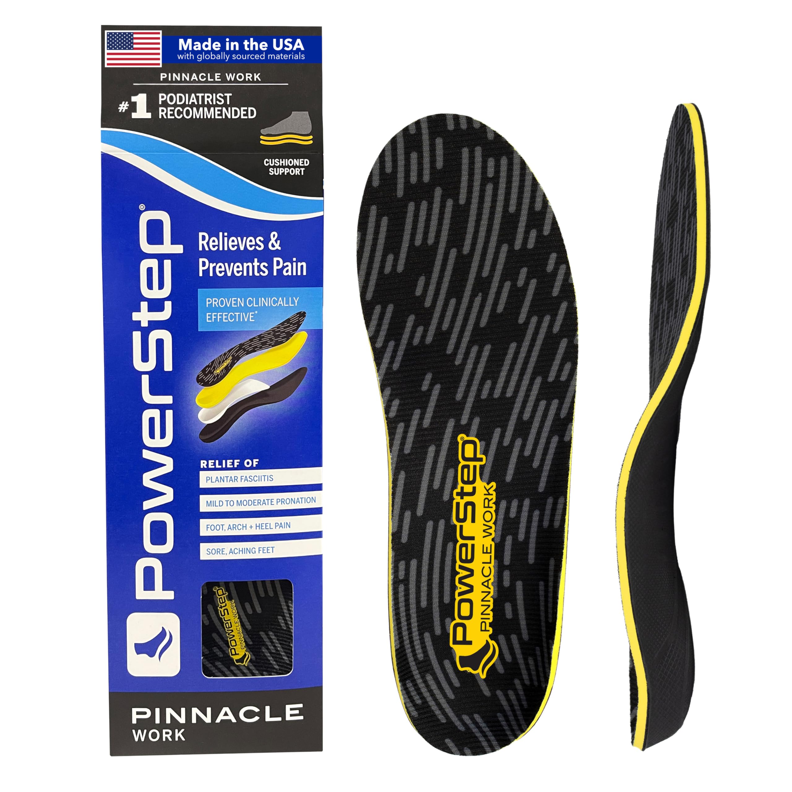 PowerStep Pinnacle Work vista frontal del par mostrando el contorno del arco y confort