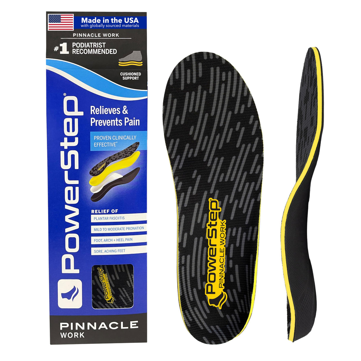 PowerStep Pinnacle Work vista frontal del par mostrando el contorno del arco y confort