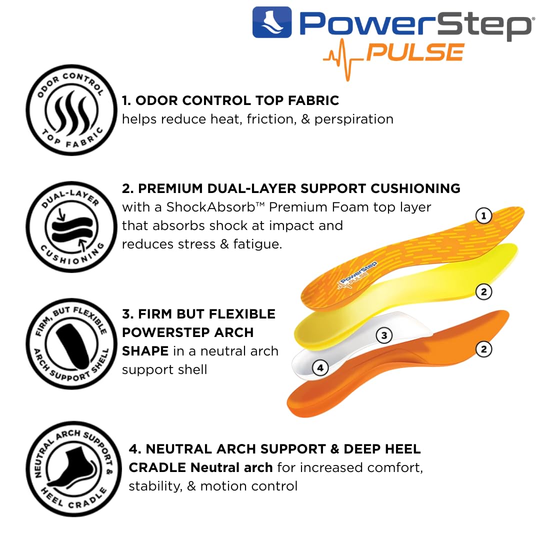 PowerStep Pulse vista lateral del arco que estabiliza el pie y mejora la postura