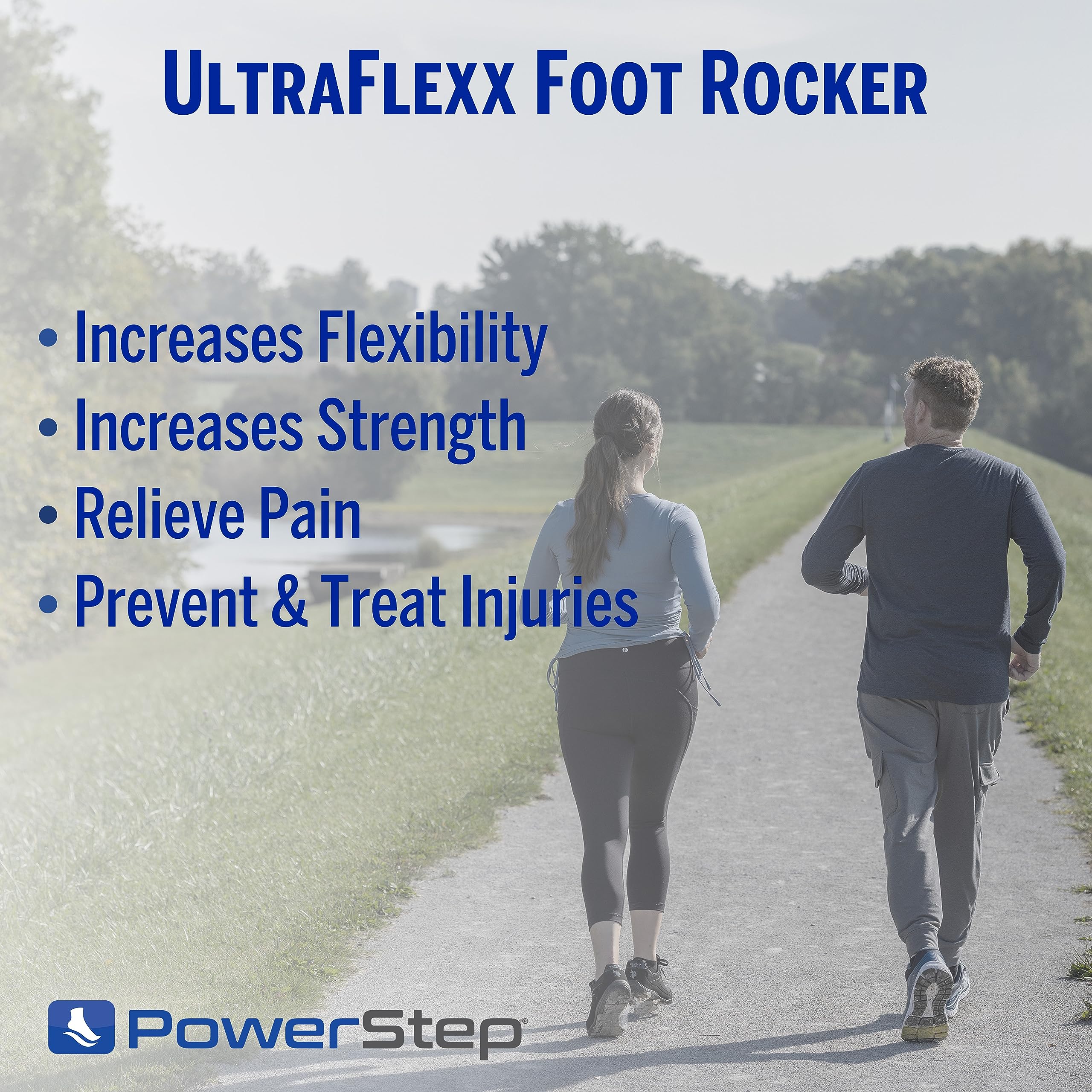PowerStep UltraFlexx en uso con zapatilla deportiva demostrando postura correcta