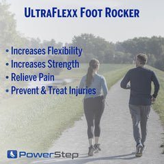 PowerStep UltraFlexx en uso con zapatilla deportiva demostrando postura correcta