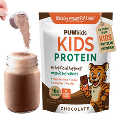 POWkids envase frontal sabor chocolate, atractivo para niños