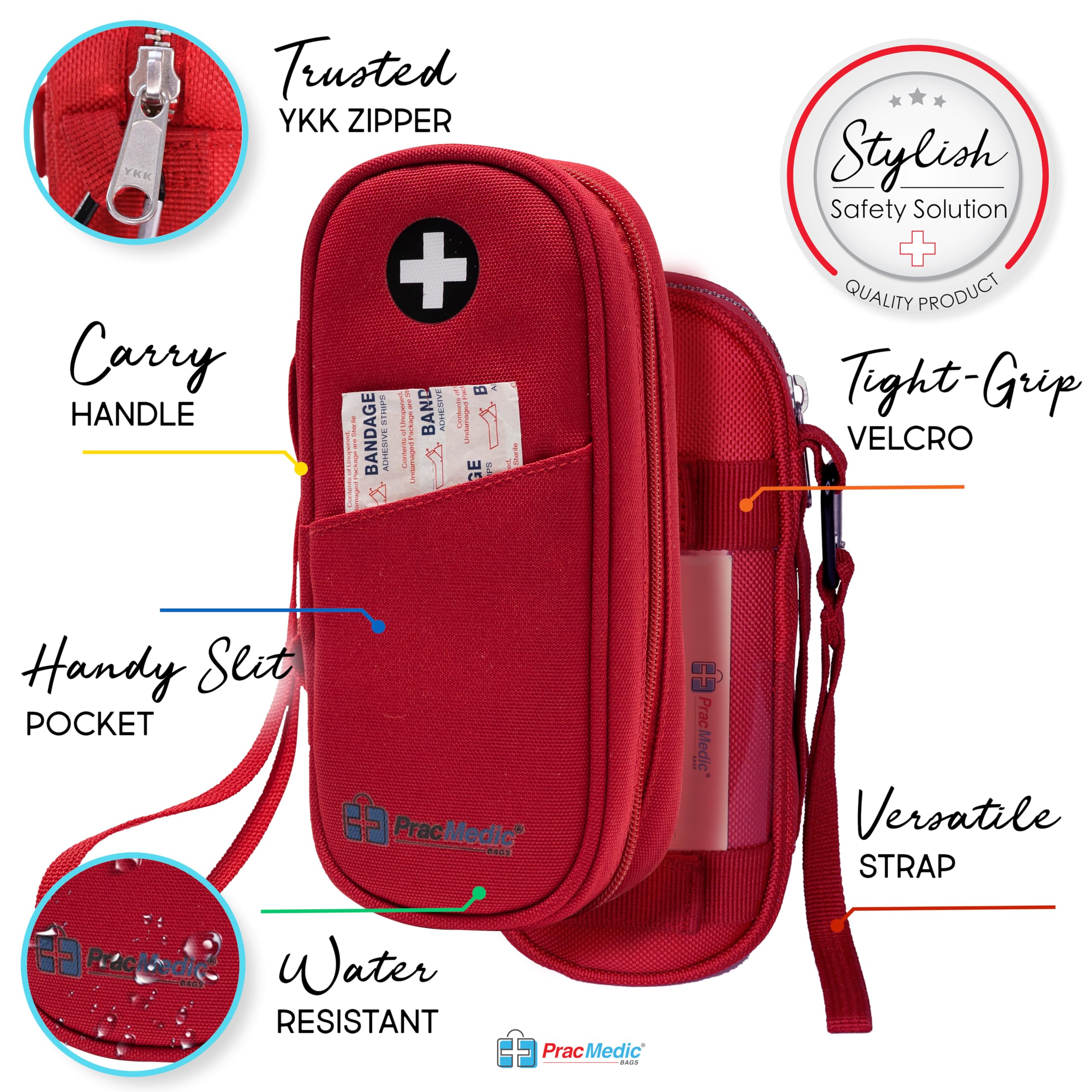 PRAC MEDIC BAGS cremallera YKK en primer plano para mayor seguridad
