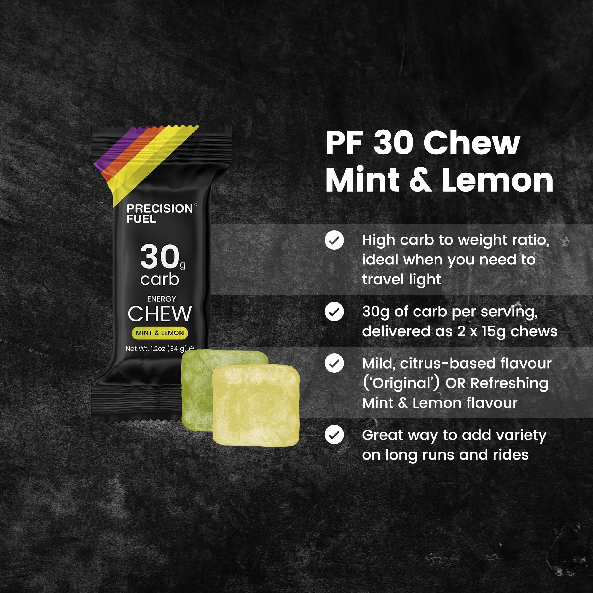 Precision Hydration detalle de textura del chew que destaca fácil masticación y rápida absorción