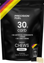 Precision Hydration paquete frontal mostrando 15 chews y beneficio transporte ligero