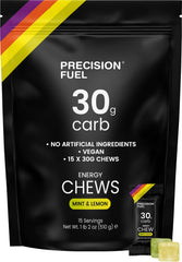 Precision Hydration envase frontal de PF30 Chew mostrando formato portátil y conveniencia