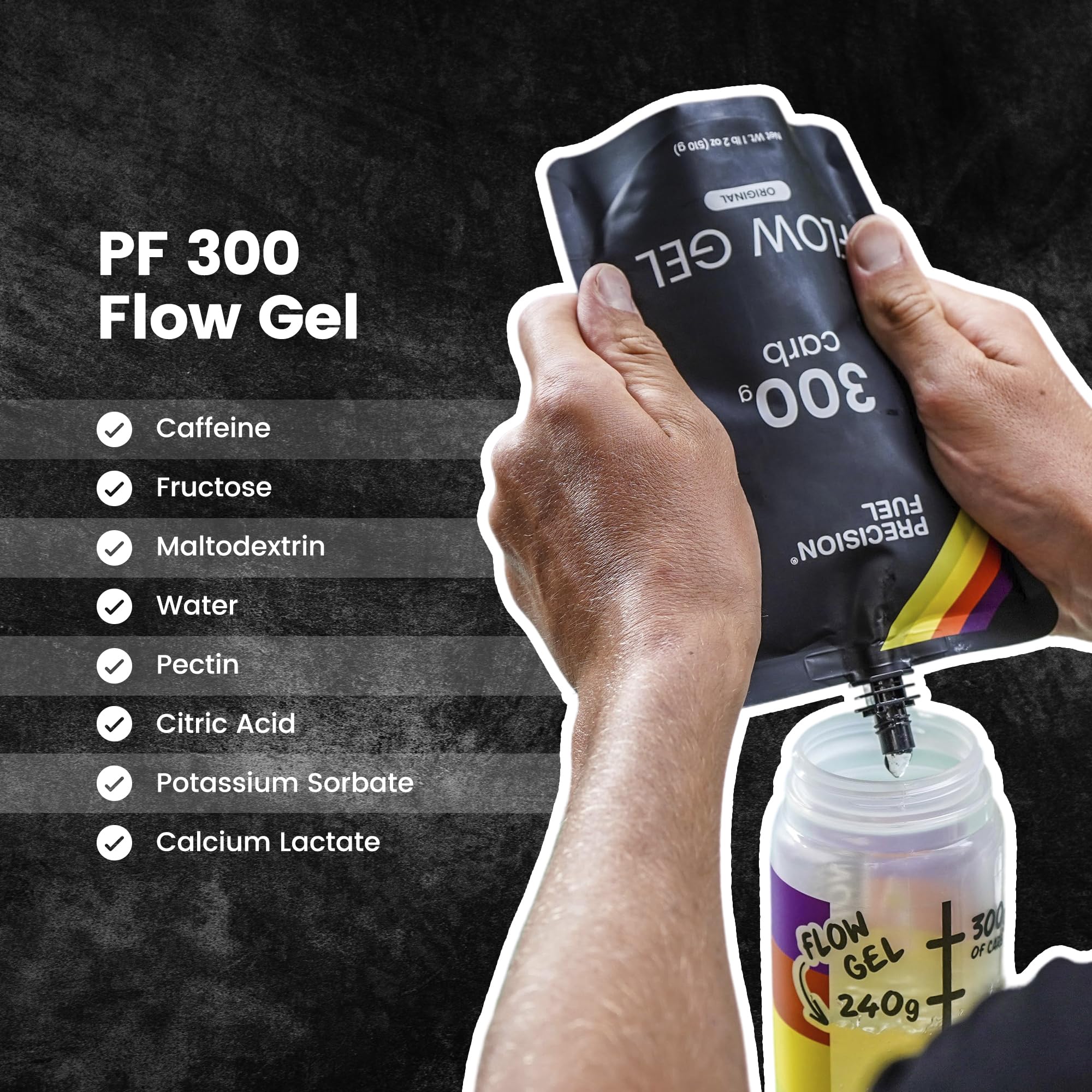 Precision Hydration gel en uso durante carrera, fácil consumo y conveniencia