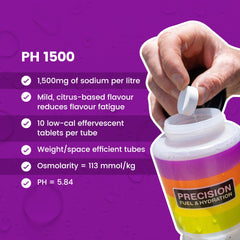 Precision Hydration tableta disuelta en vaso, hidratación rápida y baja en calorías