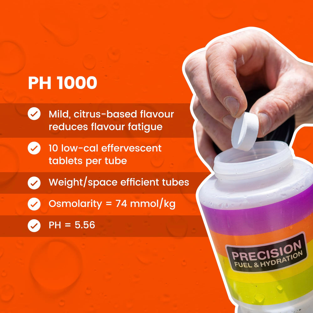 Precision Hydration tableta disolviéndose en agua mostrando efervescencia útil